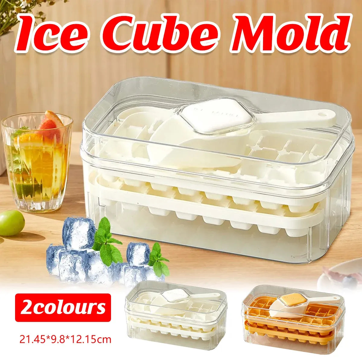 Large Capacity Press Ice Cube Tray Ice Mold for Party Bar Home Accessories - Yellow