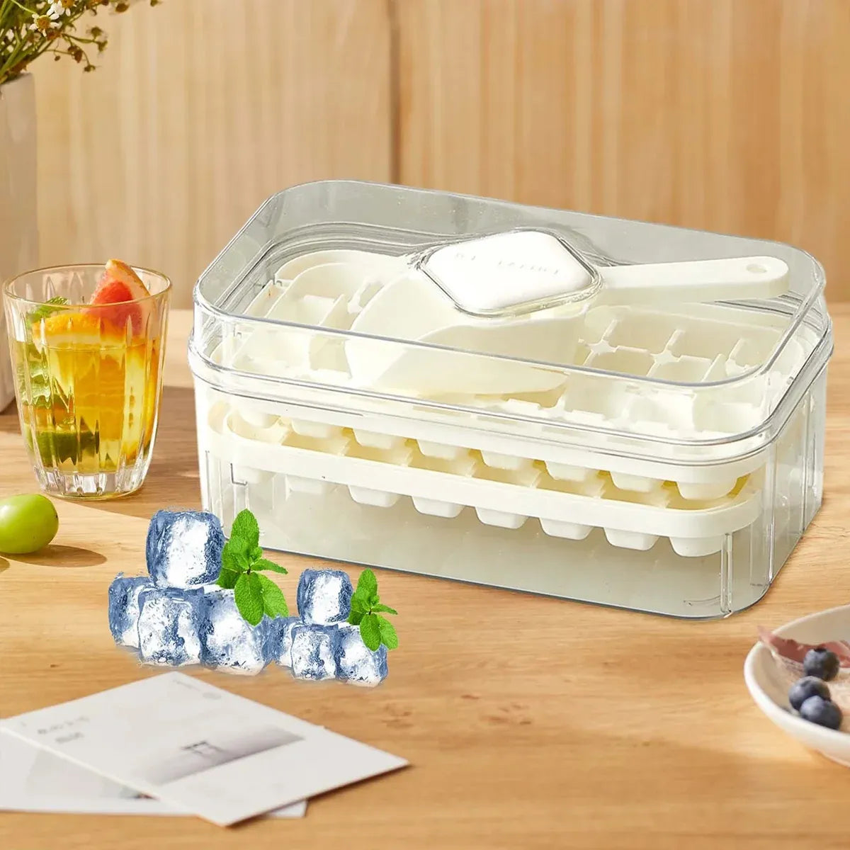 Large Capacity Press Ice Cube Tray Ice Mold for Party Bar Home Accessories - Yellow