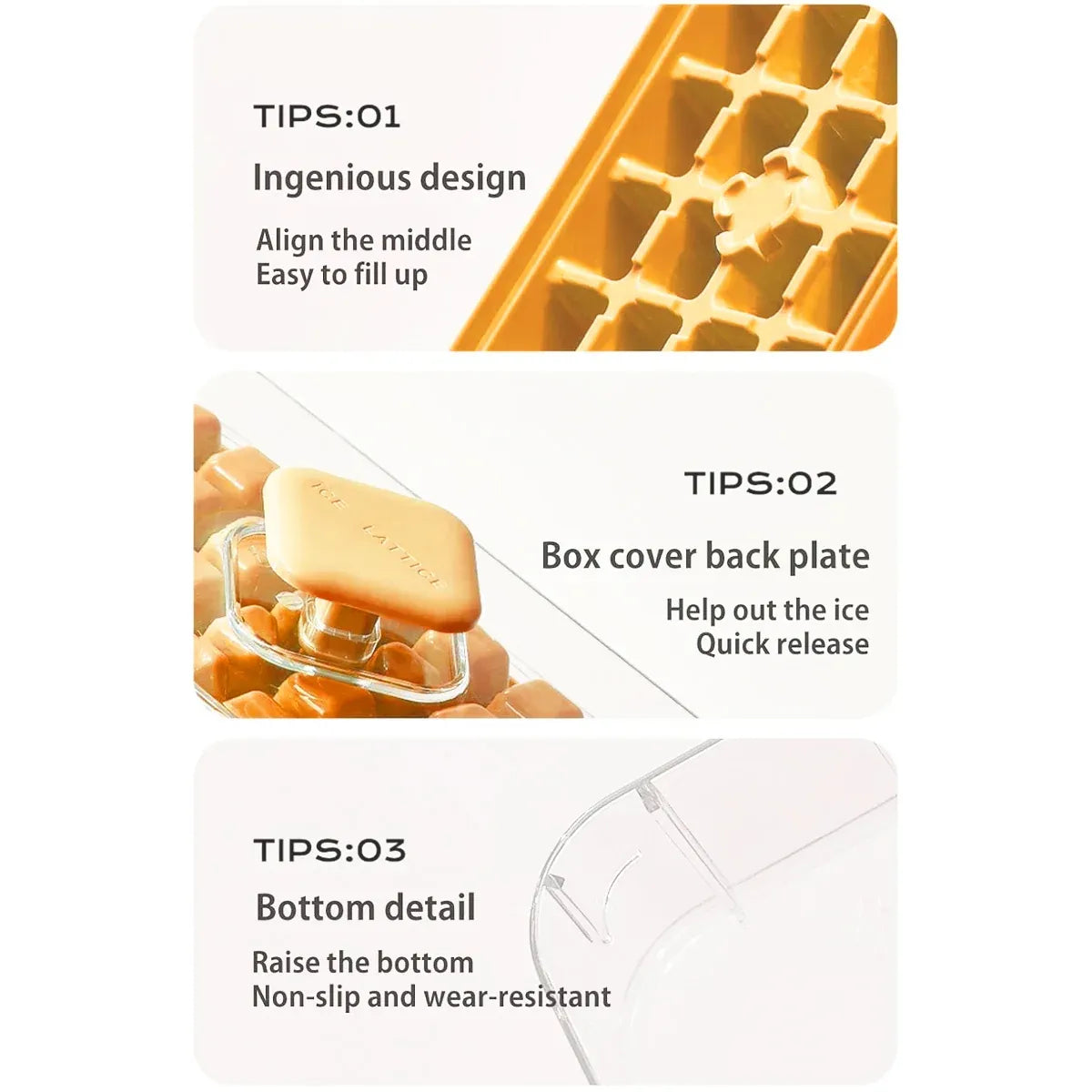 Large Capacity Press Ice Cube Tray Ice Mold for Party Bar Home Accessories - Yellow