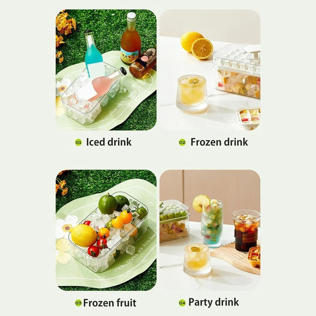 Large Capacity Press Ice Cube Tray Ice Mold for Party Bar Home Accessories - Yellow