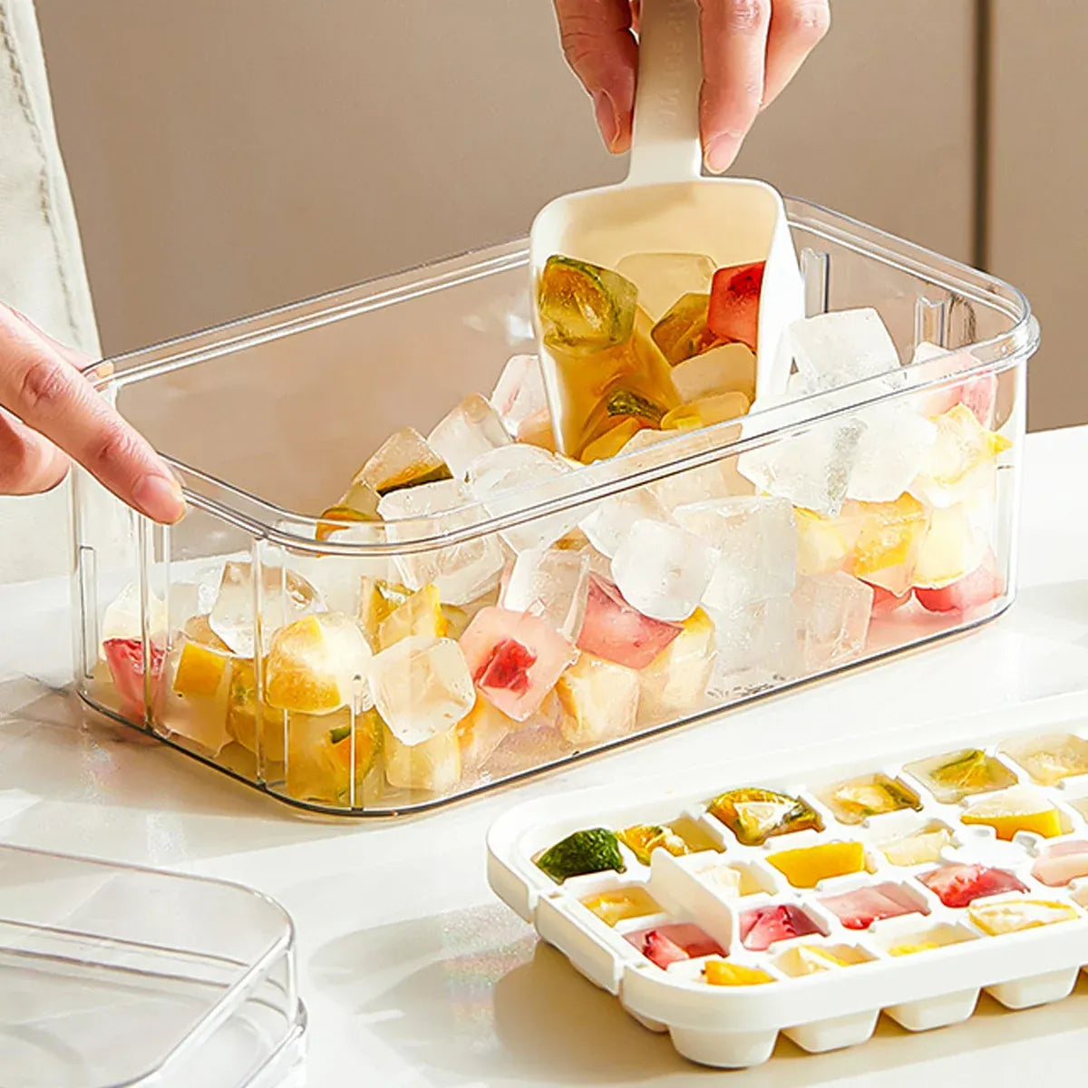 Large Capacity Press Ice Cube Tray Ice Mold for Party Bar Home Accessories - Yellow