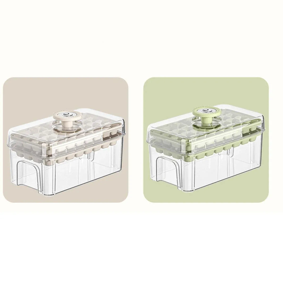 Large Capacity Food Grade Ice Cube Mold with Lid Household Ice Storage Box - Green