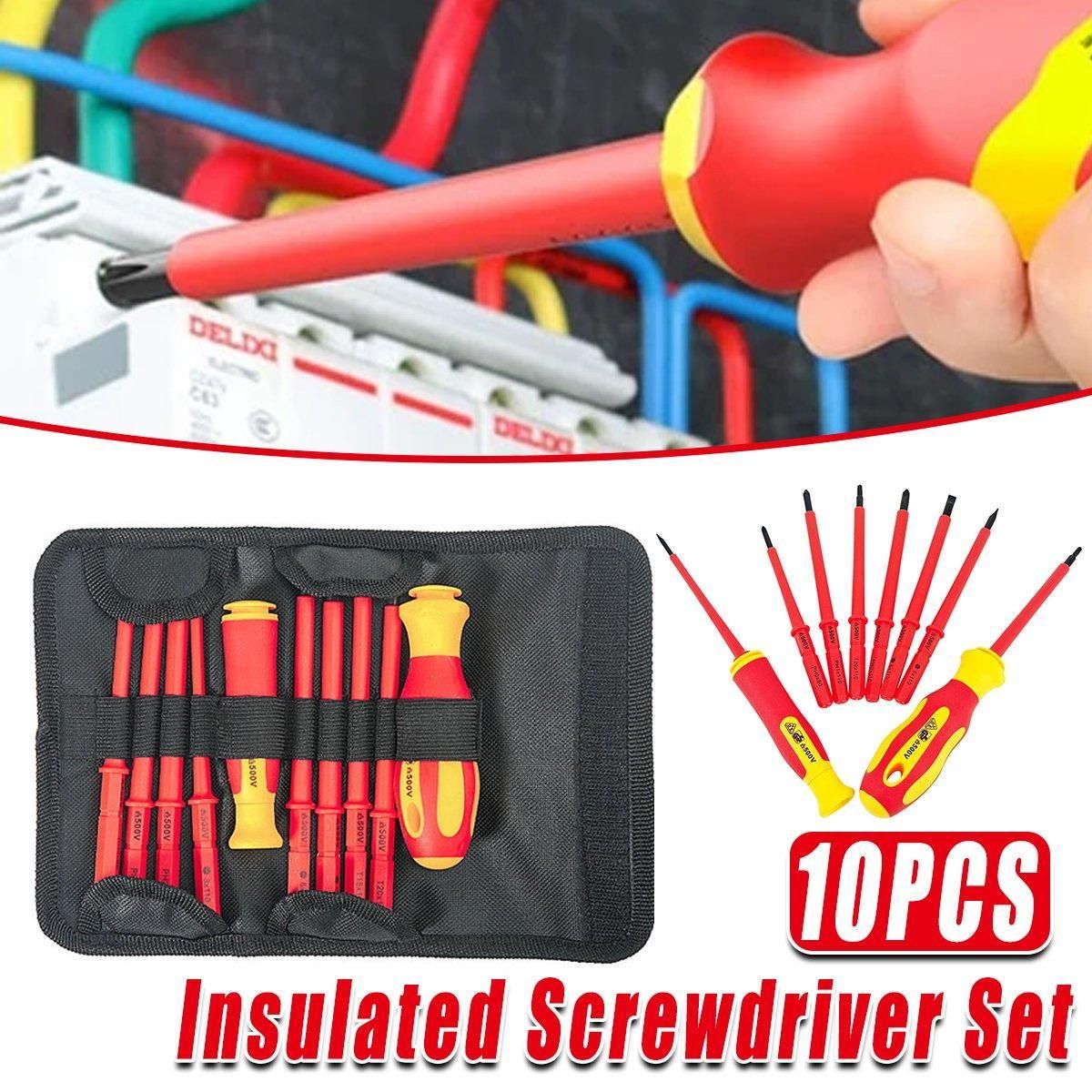 10-Piece Interchangeable Screwdriver Set with Storage Roll