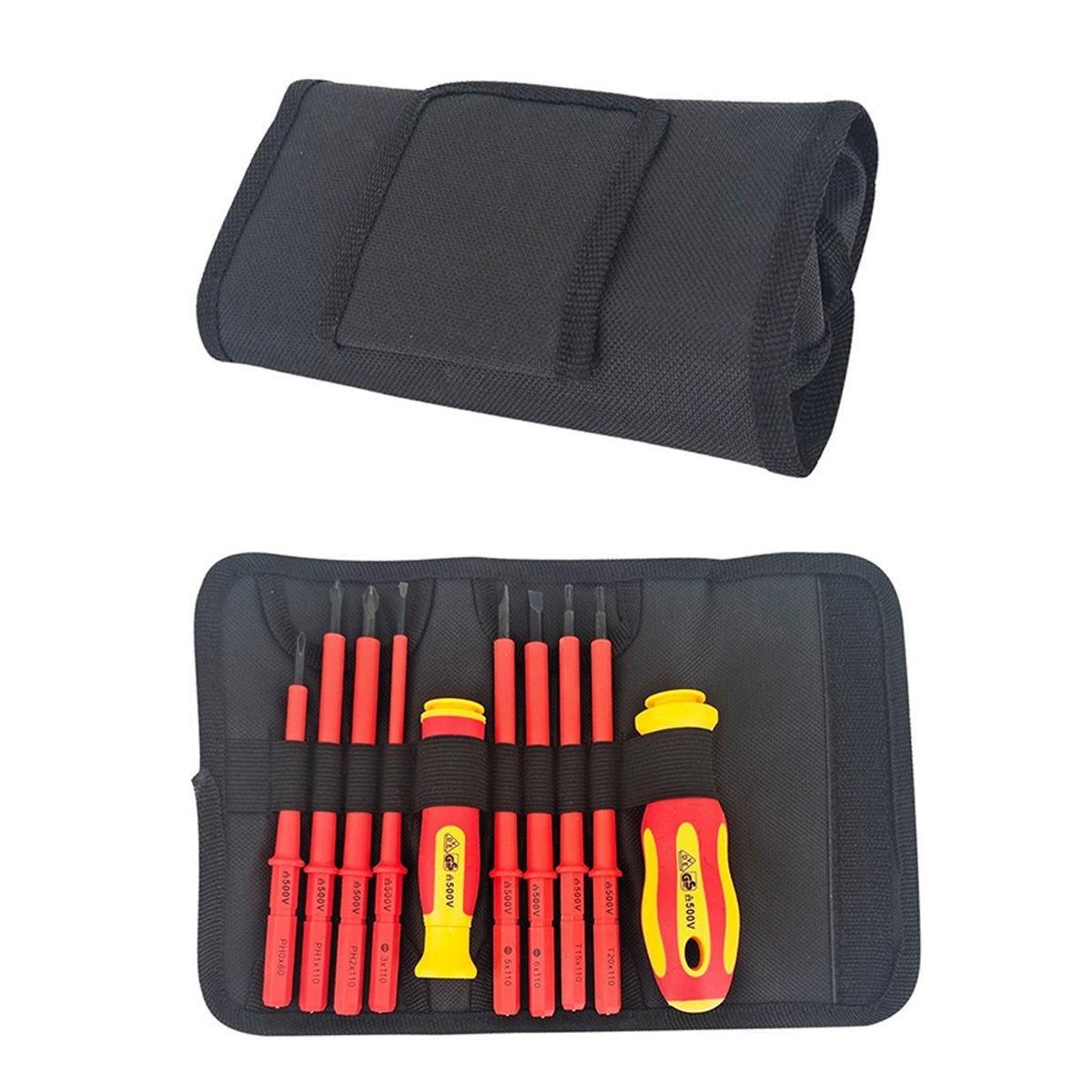 10-Piece Interchangeable Screwdriver Set with Storage Roll