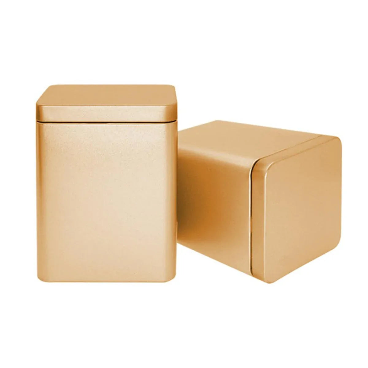 10PCS Tea Can Sealed Square Storage Box Solid Color Frosted Iron Container - Gold