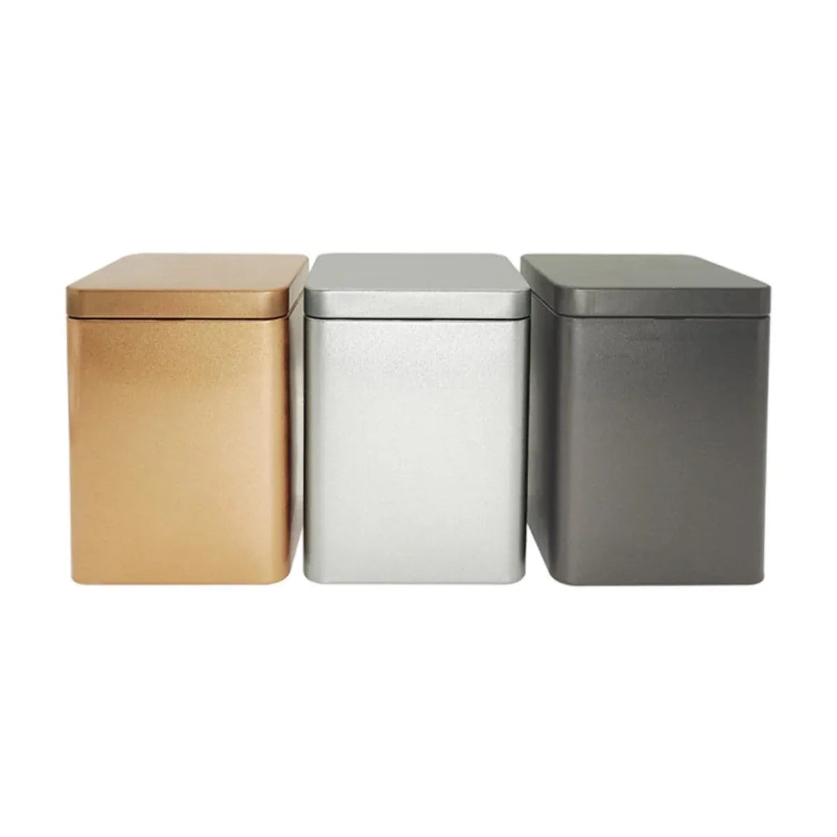 10PCS Tea Can Sealed Square Storage Box Solid Color Frosted Iron Container - Silver