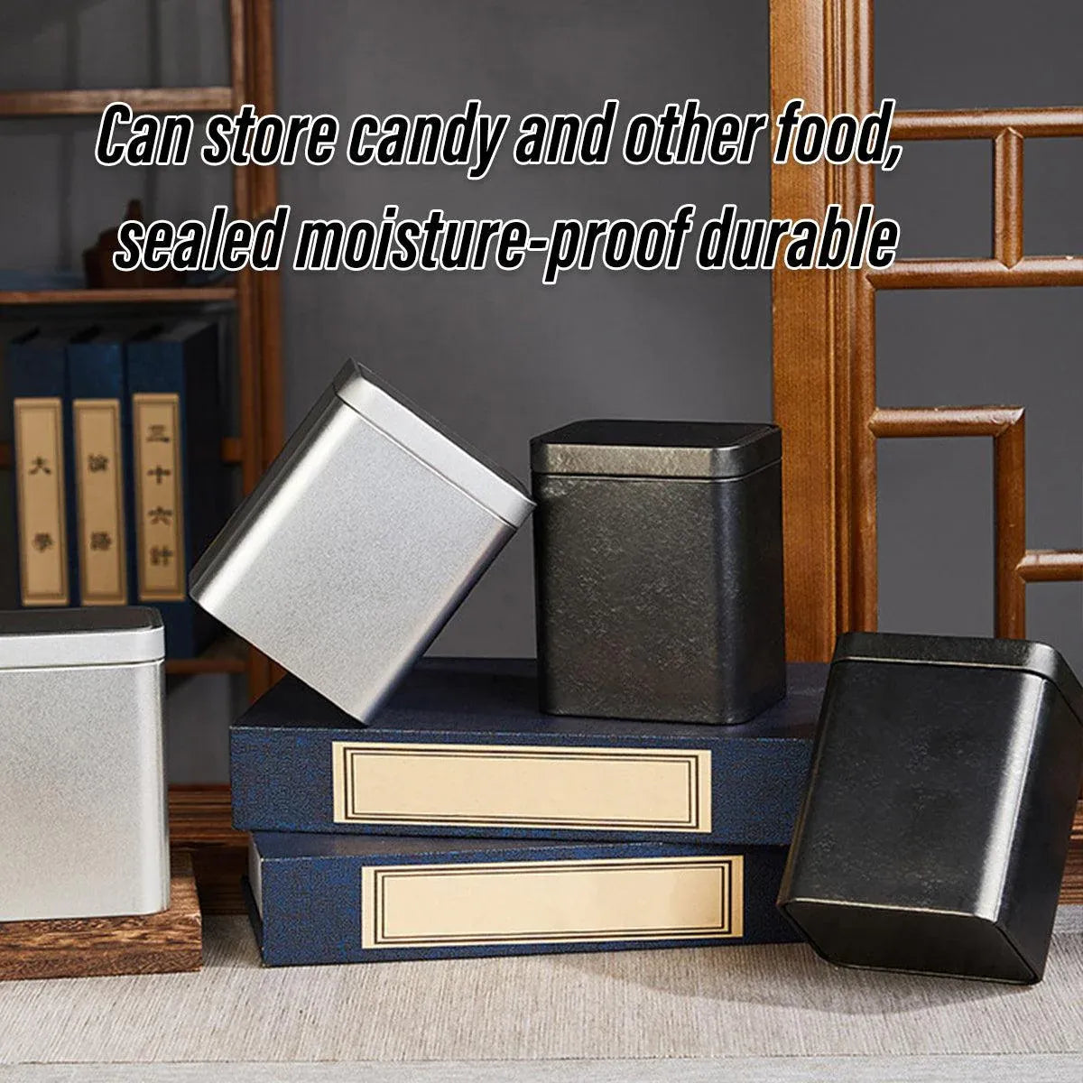 10PCS Tea Can Sealed Square Storage Box Solid Color Frosted Iron Container - Silver