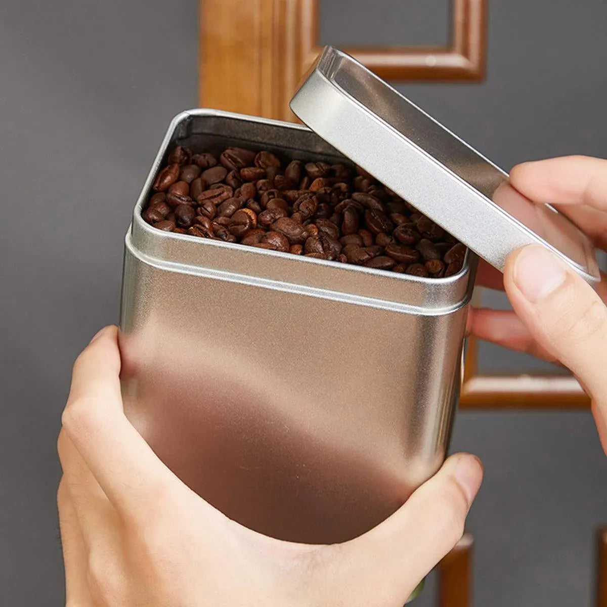 10PCS Tea Can Sealed Square Storage Box Solid Color Frosted Iron Container - Silver
