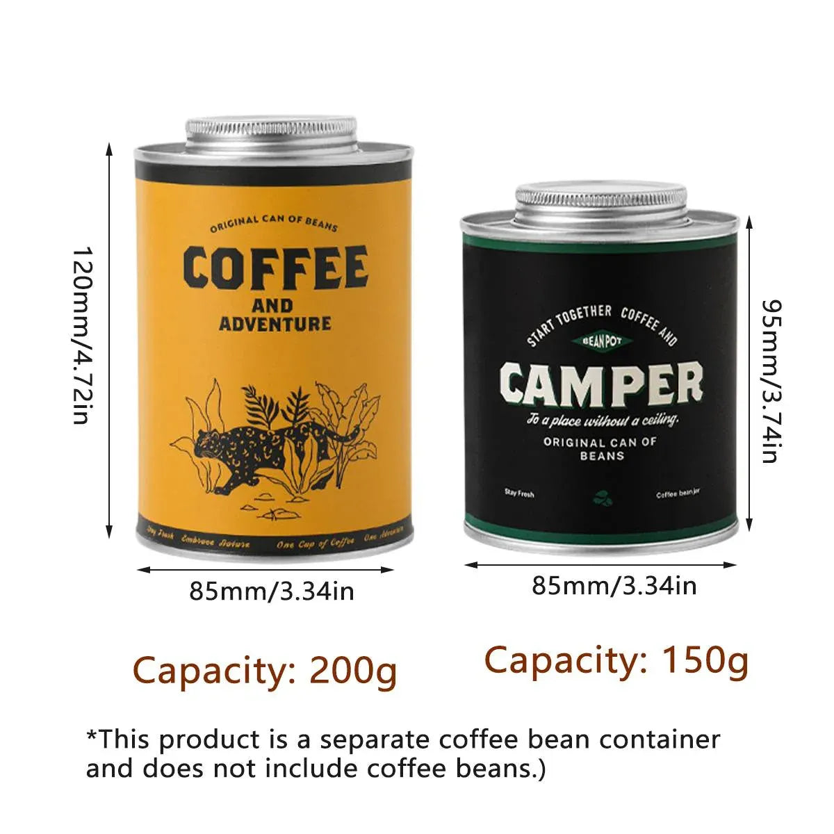 Coffee Bean Storage Canister with Valve Portable Tin Container for Travel - Yellow