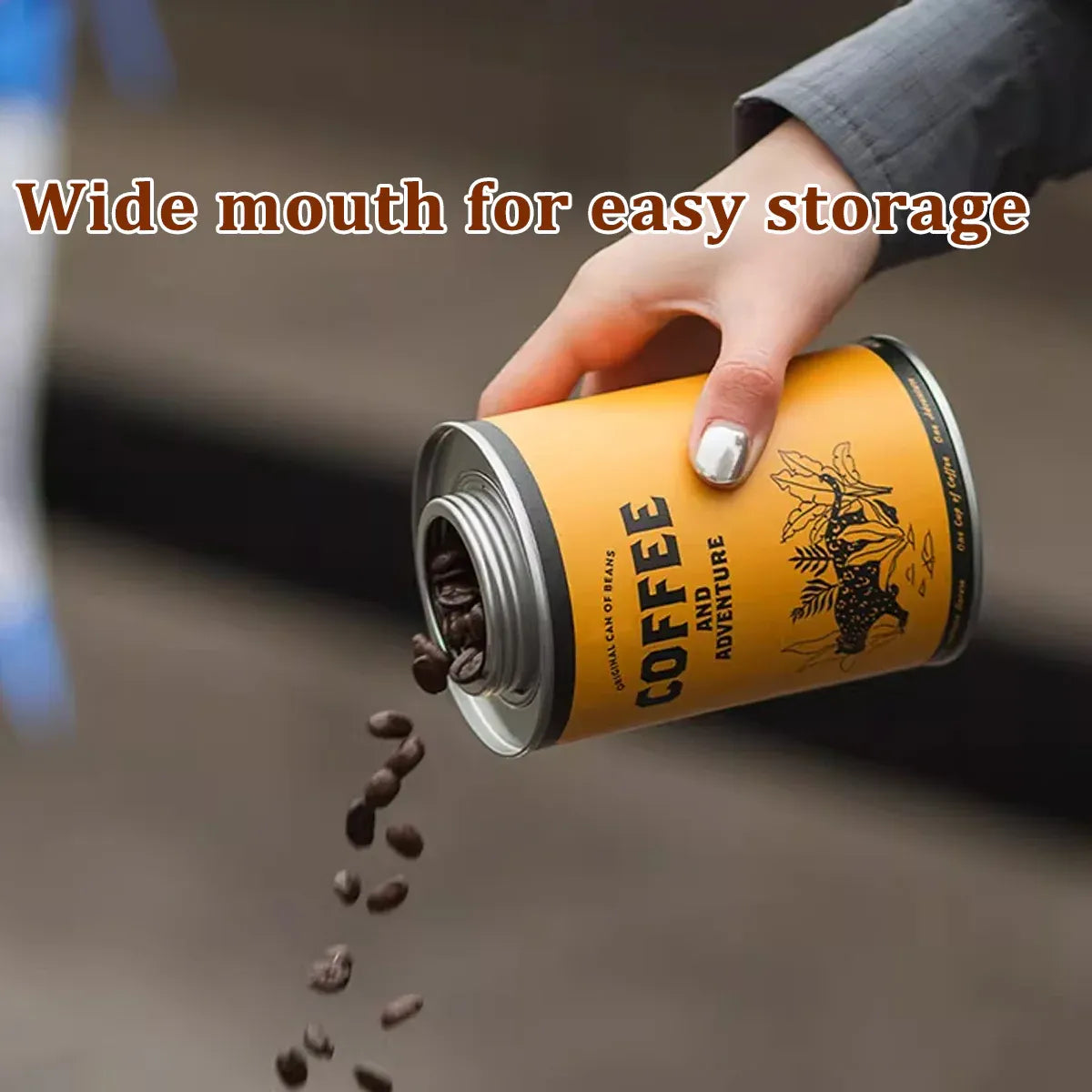 Coffee Bean Storage Canister with Valve Portable Tin Container for Travel - Yellow