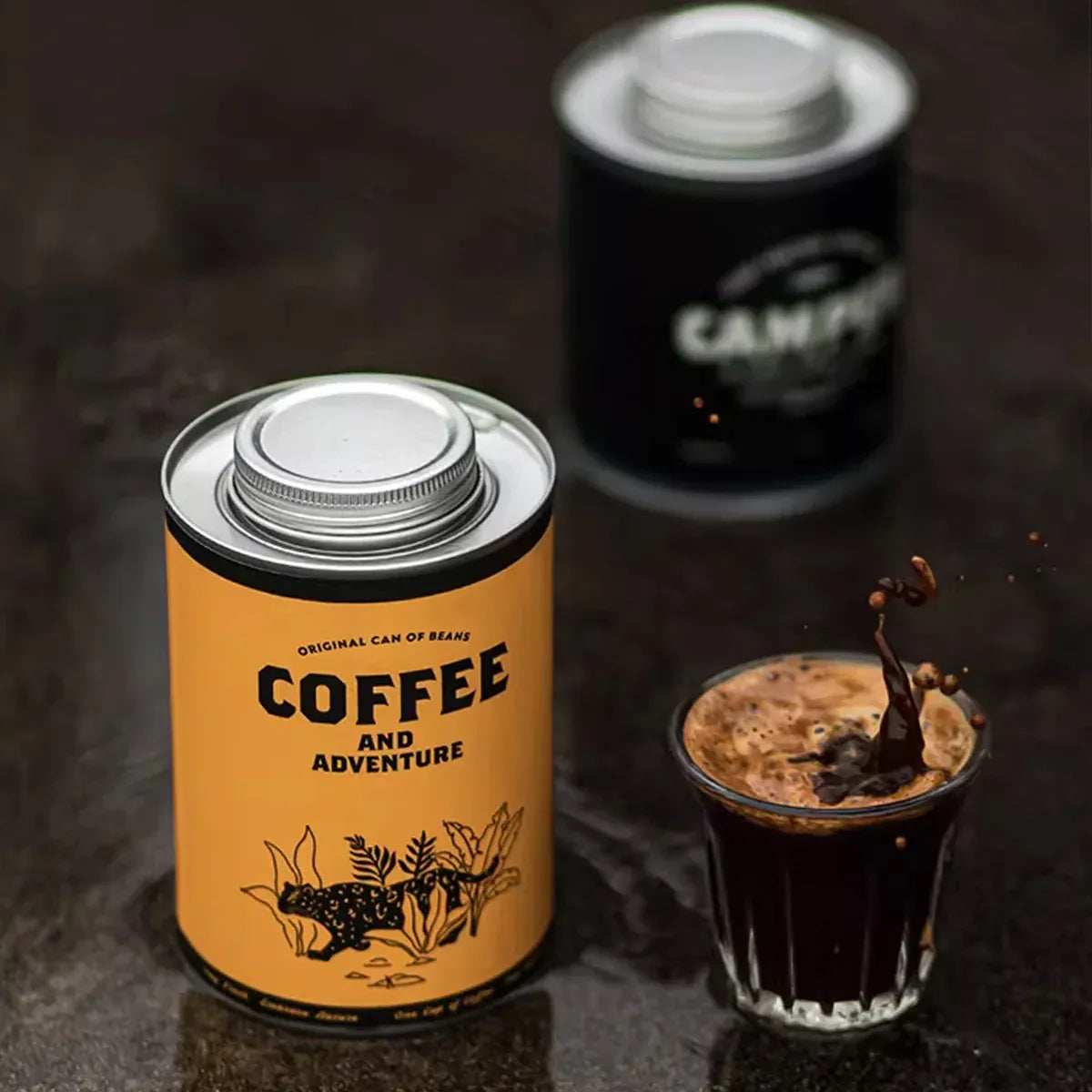 Coffee Bean Storage Canister with Valve Portable Tin Container for Travel - Yellow