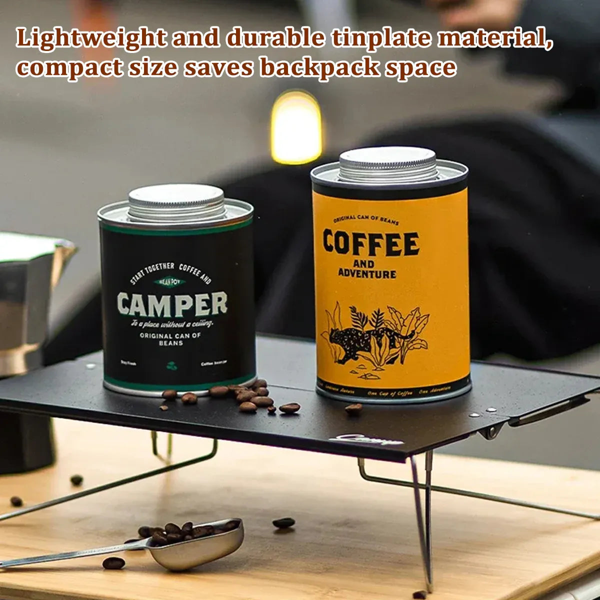 Coffee Bean Storage Canister with Valve Portable Tin Container for Travel - Yellow