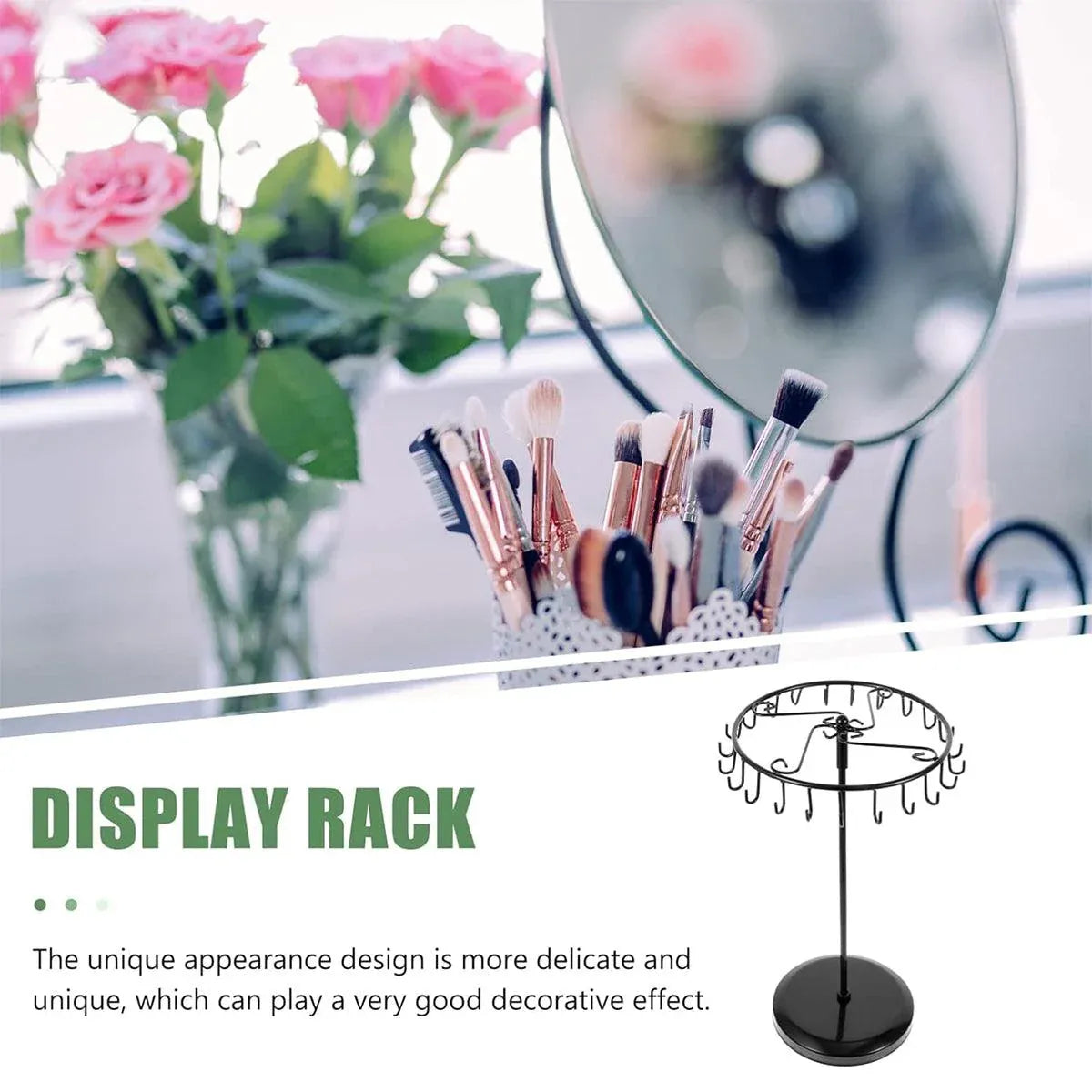 Iron Jewellery Rack Rotating Necklace Display Stand Jewellery Organiser Storage - Bronze