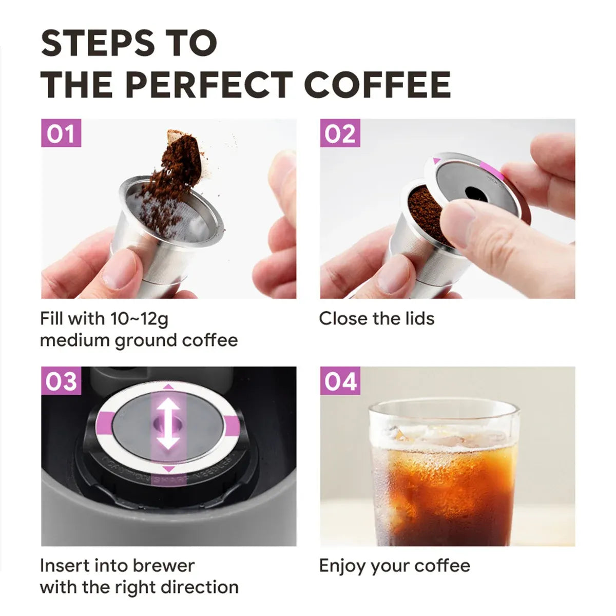 2 Pack Stainless Steel K-Cups Coffee Pod Filters Reusable Durable For Cafe