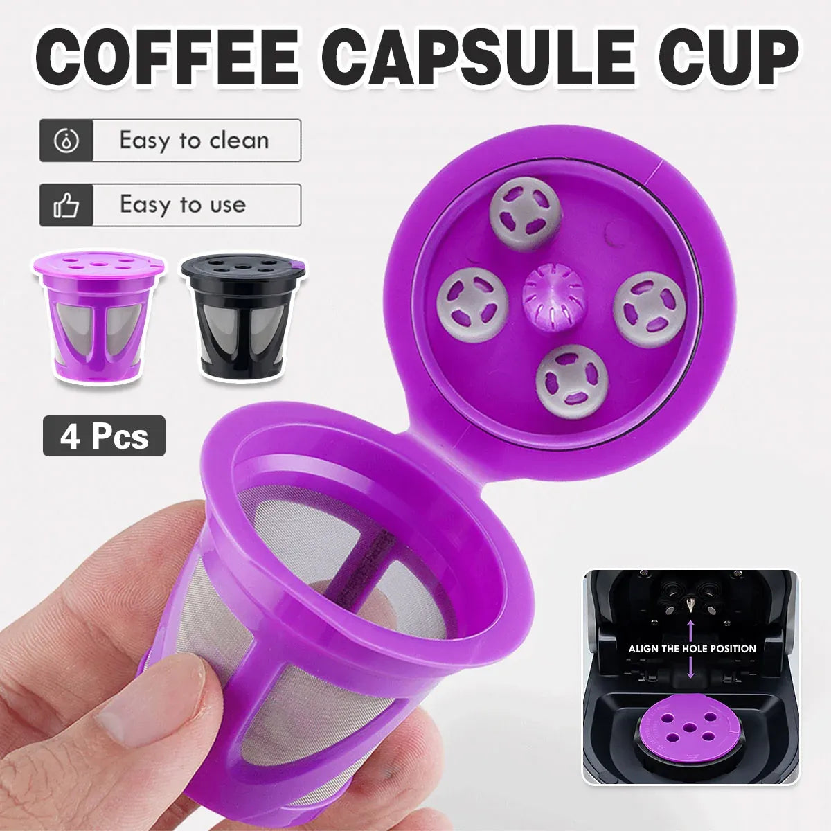 Coffee Capsule K-cup Basic Model Recyclable Reusable Coffee Pods For Home Office - Black