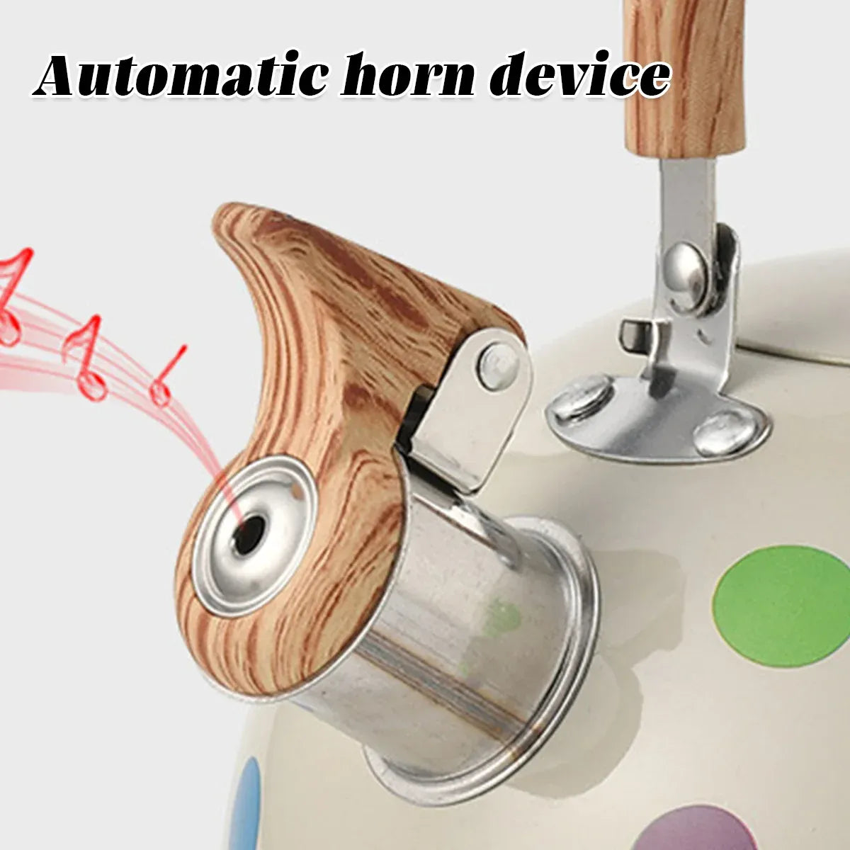 3L Stainless Steel Polka Dot Whistling Kettle Wooden Handle Gas Electric Stove