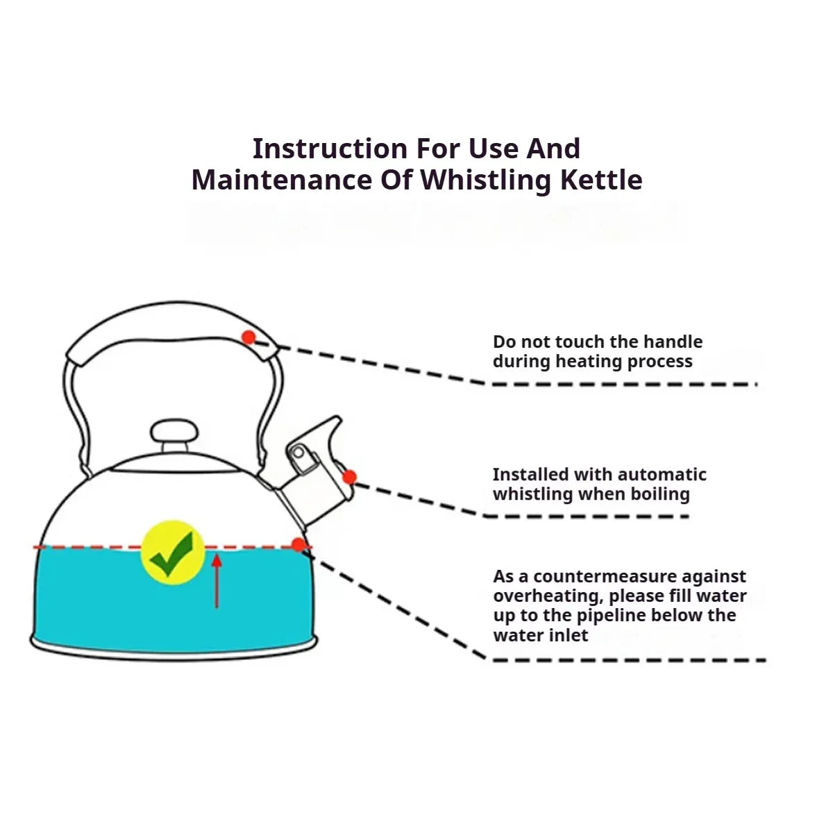 3L Stainless Steel Polka Dot Whistling Kettle Wooden Handle Gas Electric Stove
