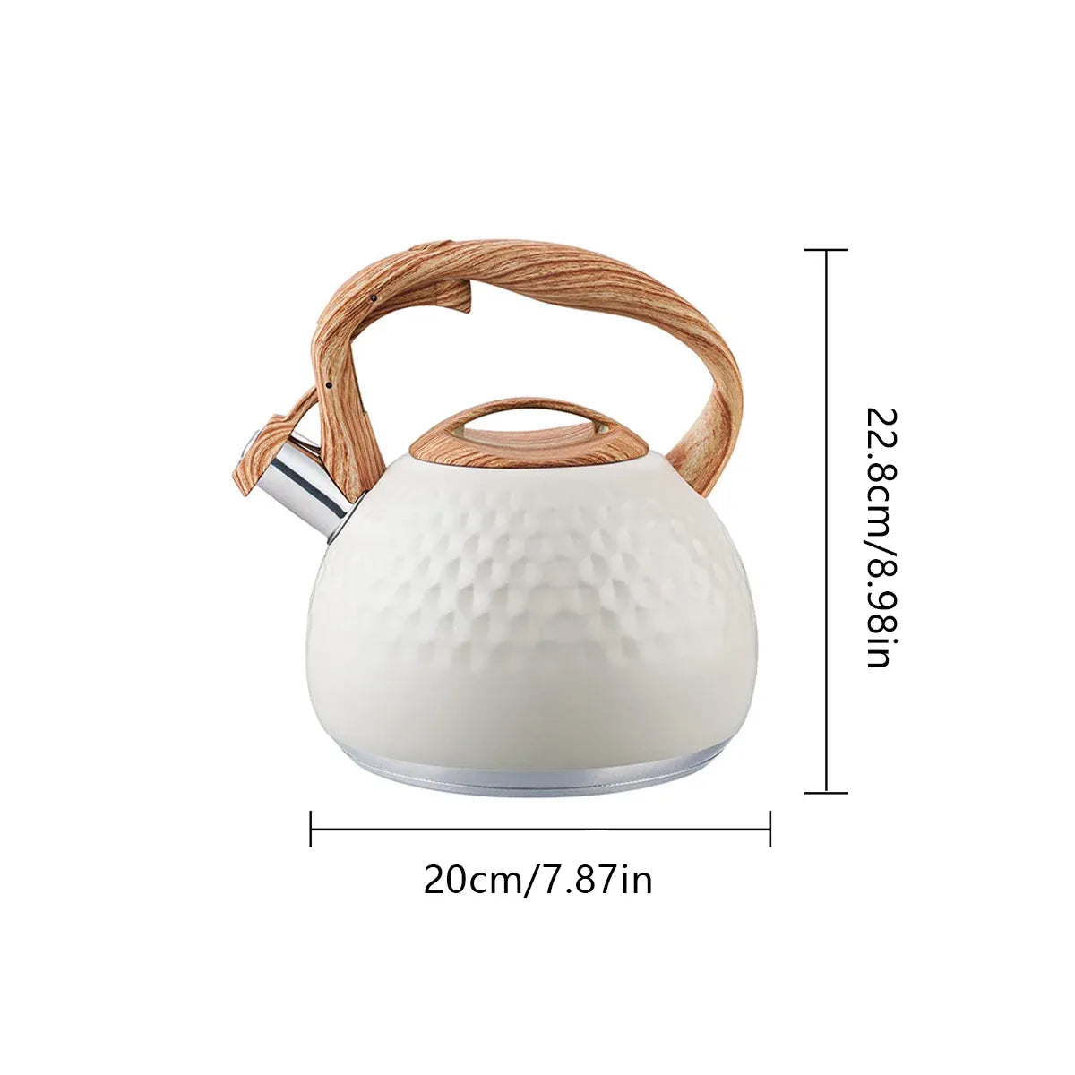 3L Stainless Steel Whistling Kettle Hammer Pattern Induction Gas Teapot Use - Black