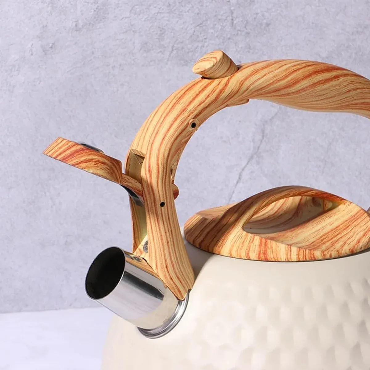 3L Stainless Steel Whistling Kettle Hammer Pattern Induction Gas Teapot Use - Black