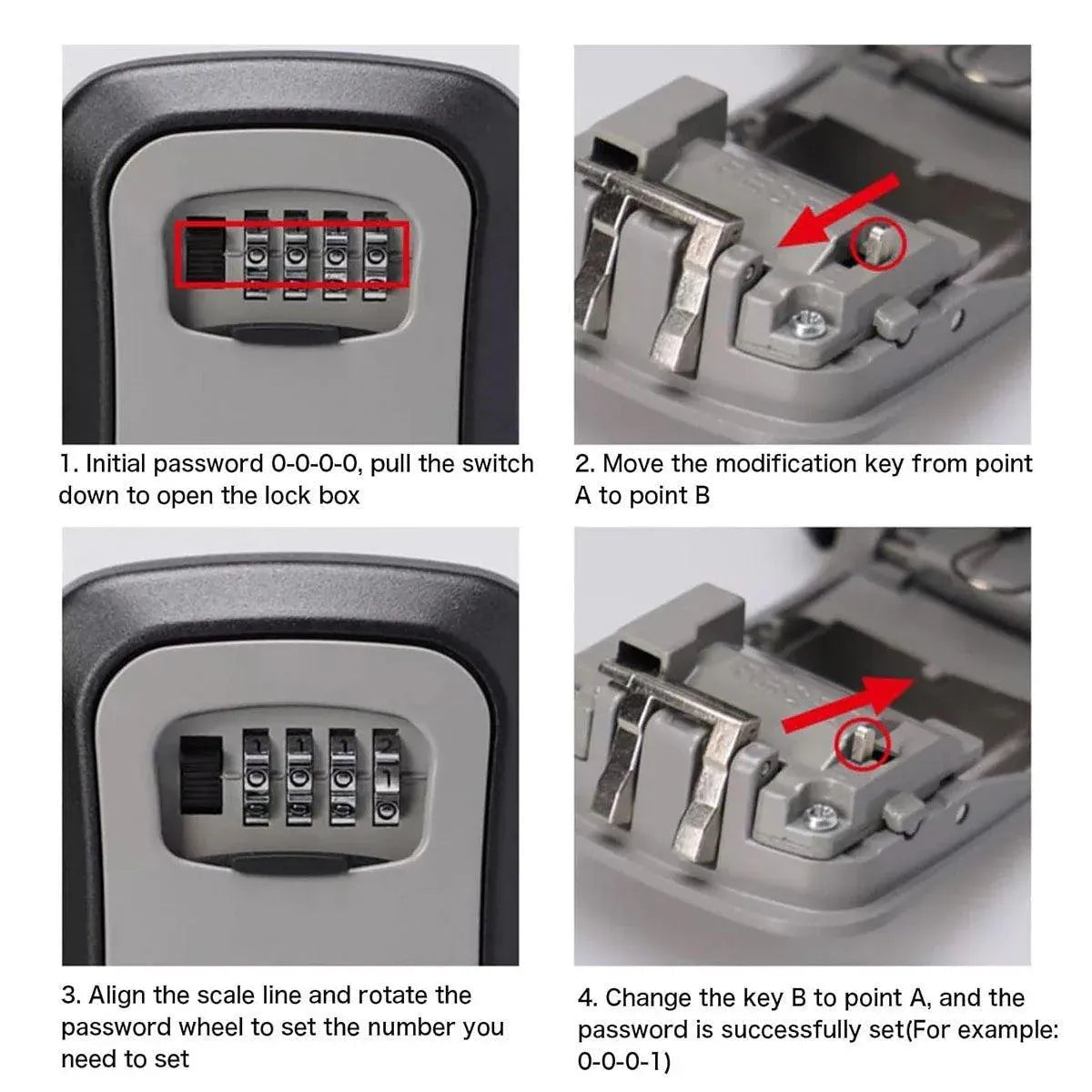 Combination Key Box with Combination Lock for Home Office Security Storage - Grey