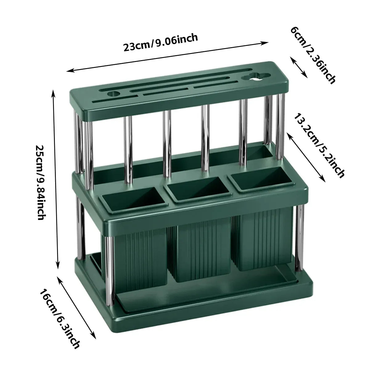 Multifunctional Kitchen Countertop Knife Block Holder with Drain Tray