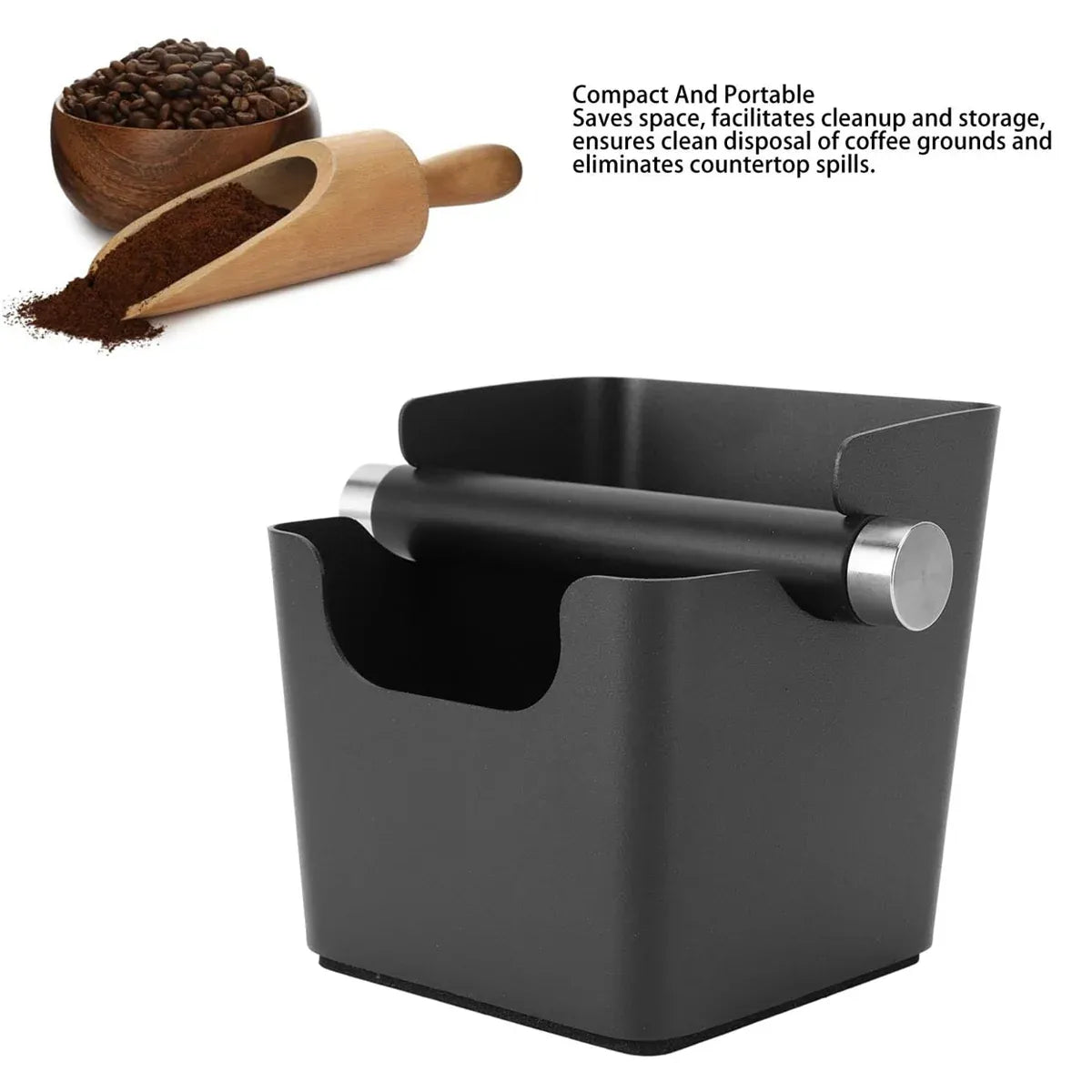Square Coffee Grounds Knock Box Durable for Home Coffee Shop Use