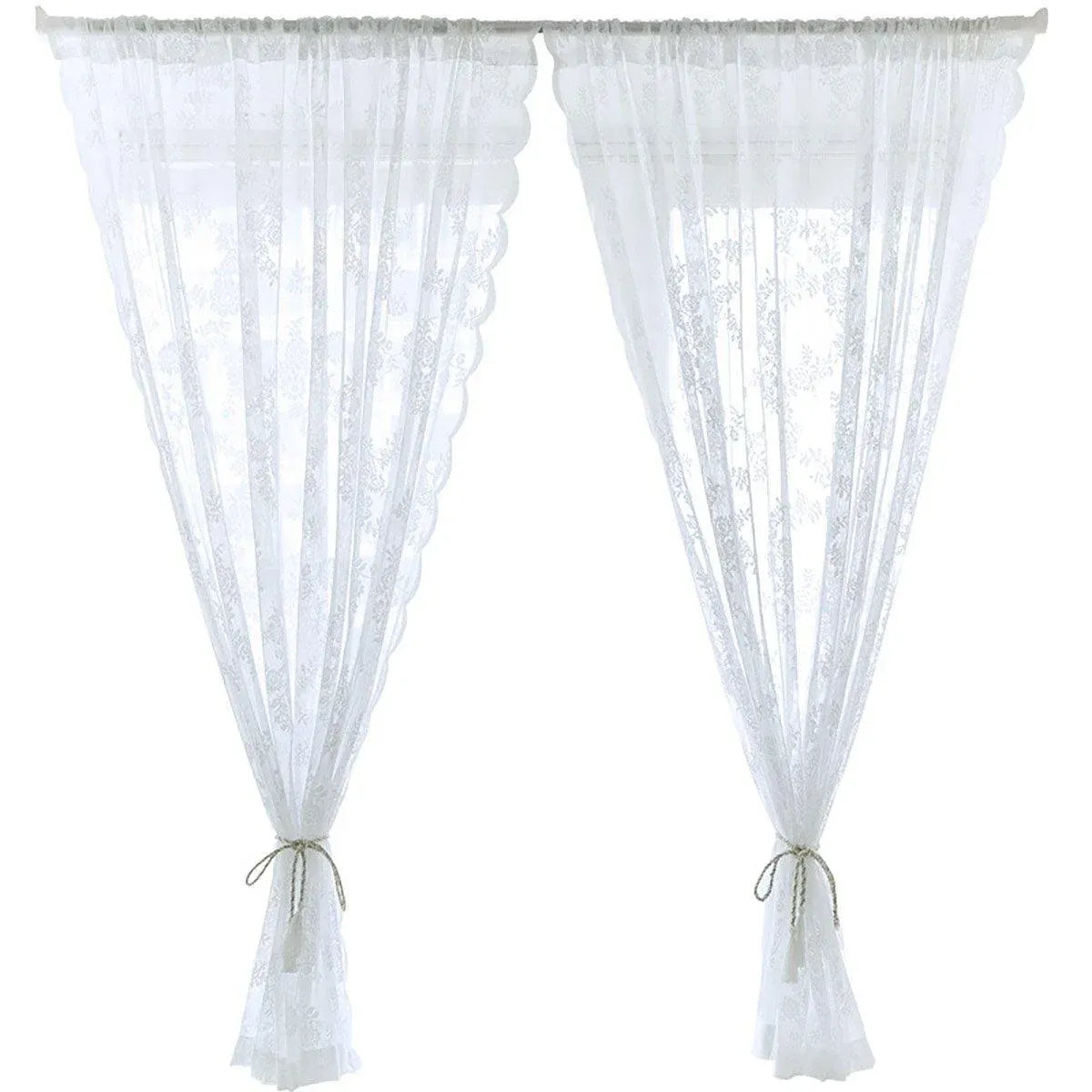 Elegant Lace Curtain Bedroom Window Door Screen Privacy Window Decor - 145*120cm