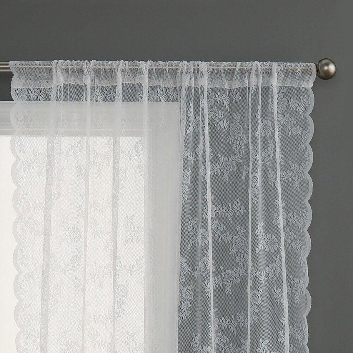 Elegant Lace Curtain Bedroom Window Door Screen Privacy Window Decor - 145*120cm