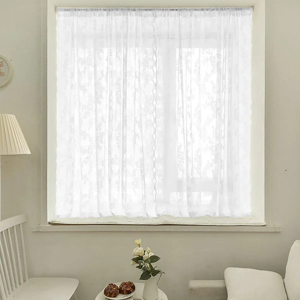 Elegant Lace Curtain Bedroom Window Door Screen Privacy Window Decor - 145*120cm