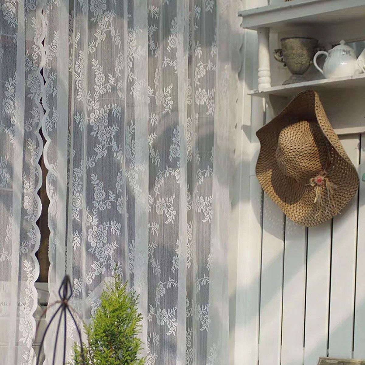 Elegant Lace Curtain Bedroom Window Door Screen Privacy Window Decor - 145*120cm