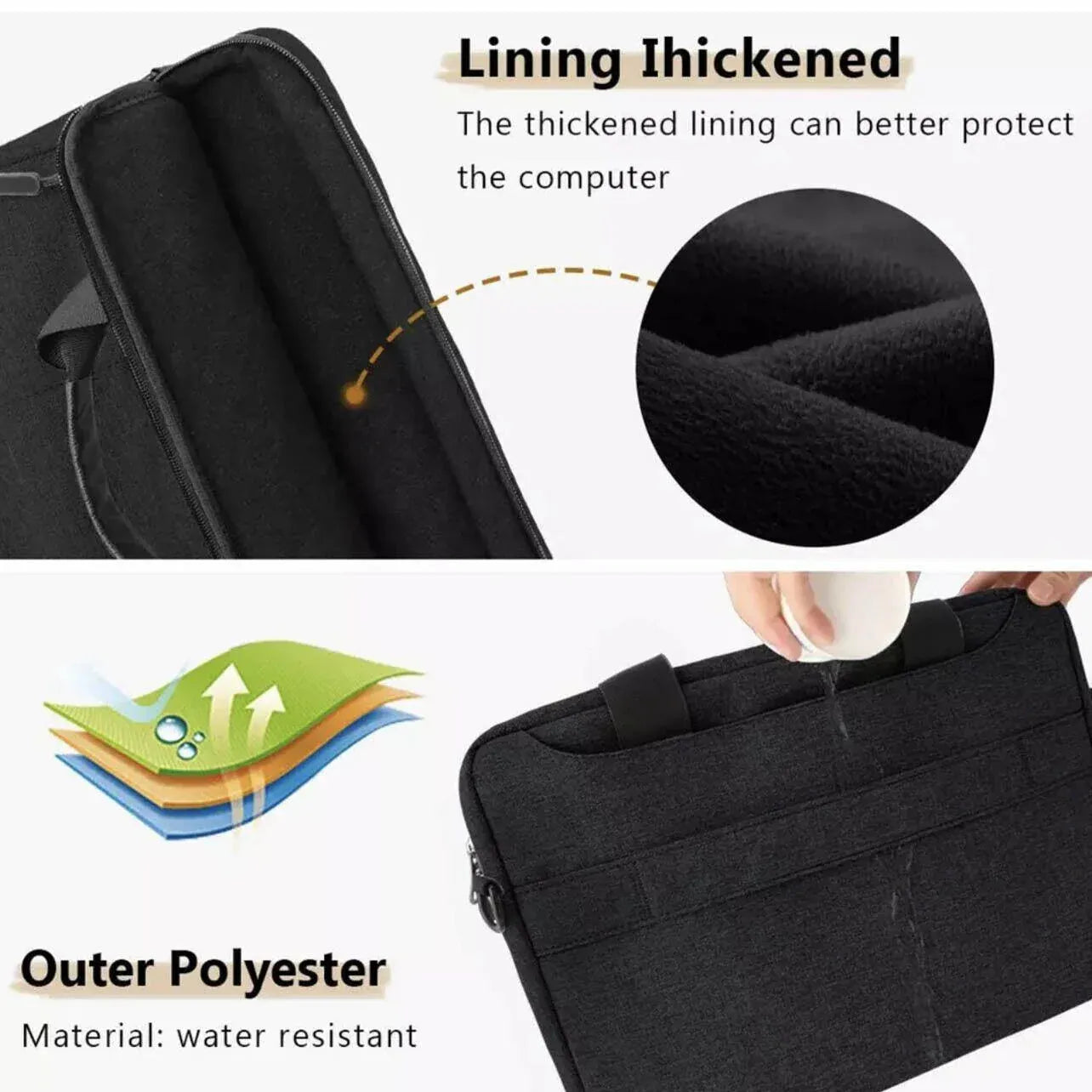 Laptop Sleeve Travel Bag Carry Case For Macbook Air Pro 15.6inch - Light Grey
