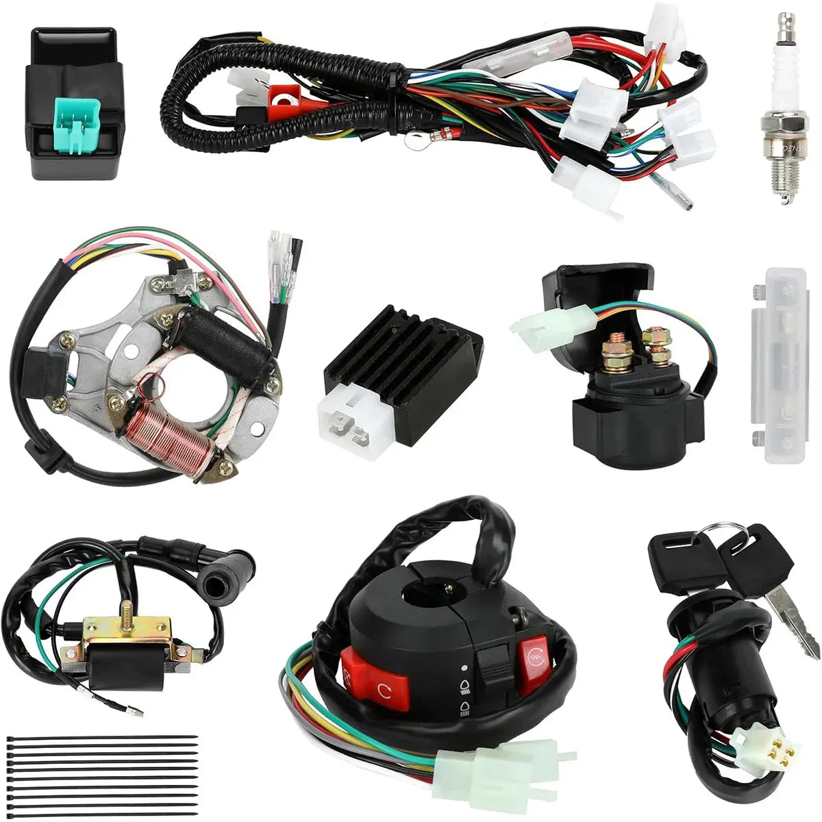 50–110CC 4 Stroke ATV Motorcycle Wiring Harness Kit CDI Ignition System Non GY6