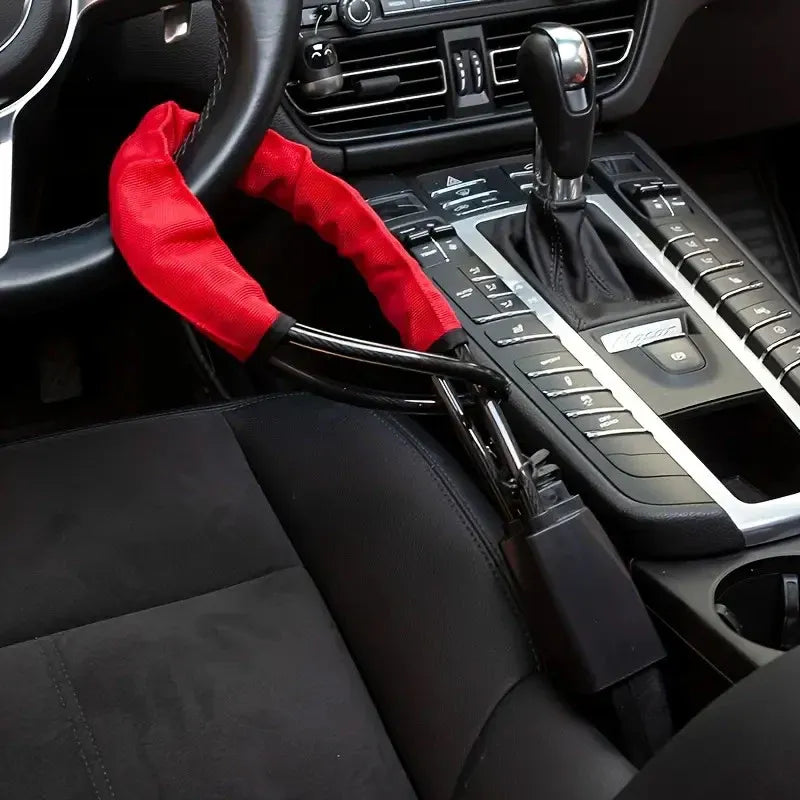 Universal Steering Wheel Lock with 3 Key Seat Car Belt Lock Anti-Theft Device - Black