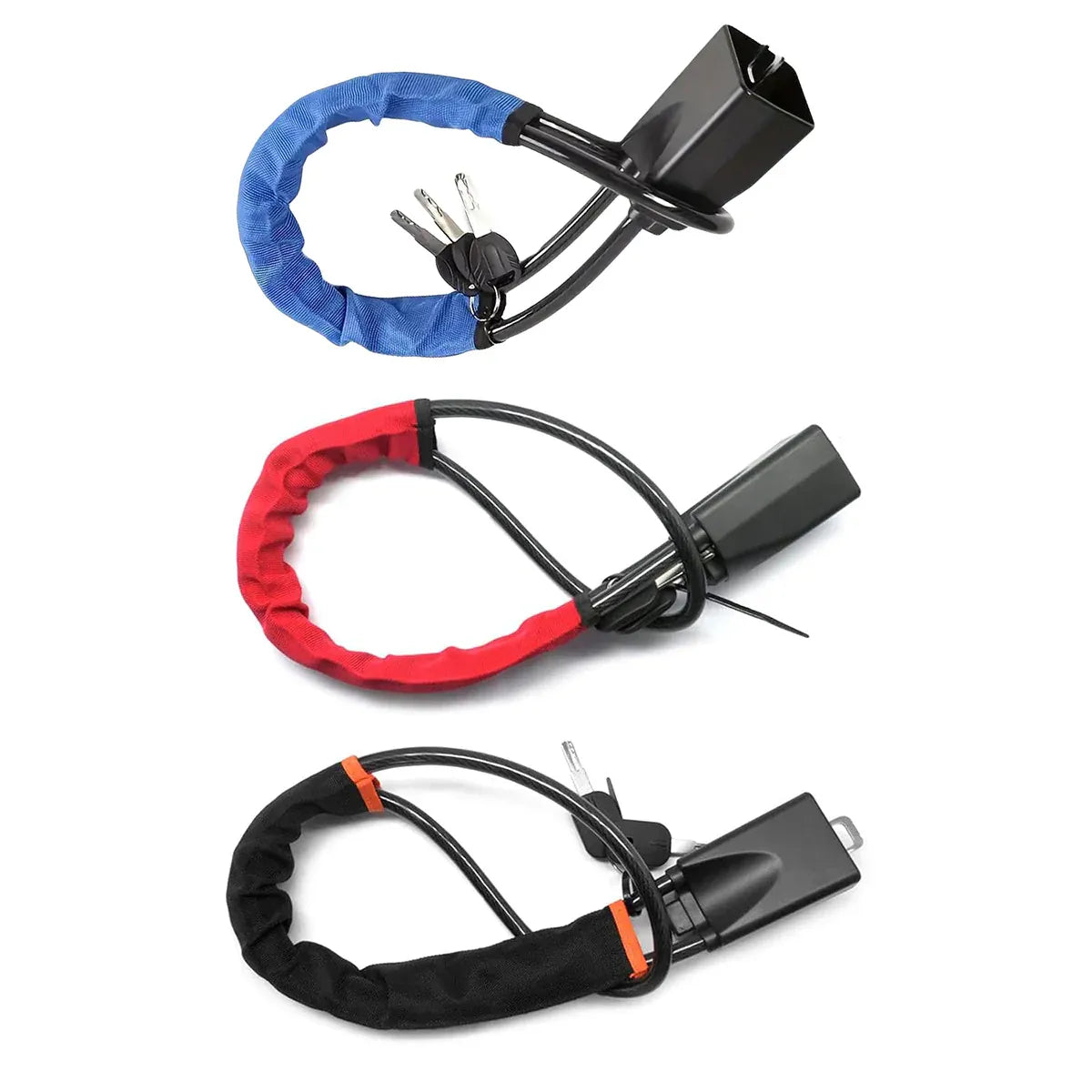 Universal Steering Wheel Lock with 3 Key Seat Car Belt Lock Anti-Theft Device - Blue