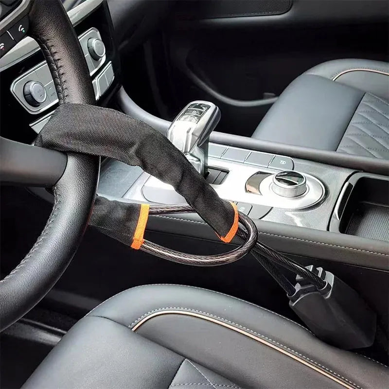 Universal Steering Wheel Lock with 3 Key Seat Car Belt Lock Anti-Theft Device - Blue