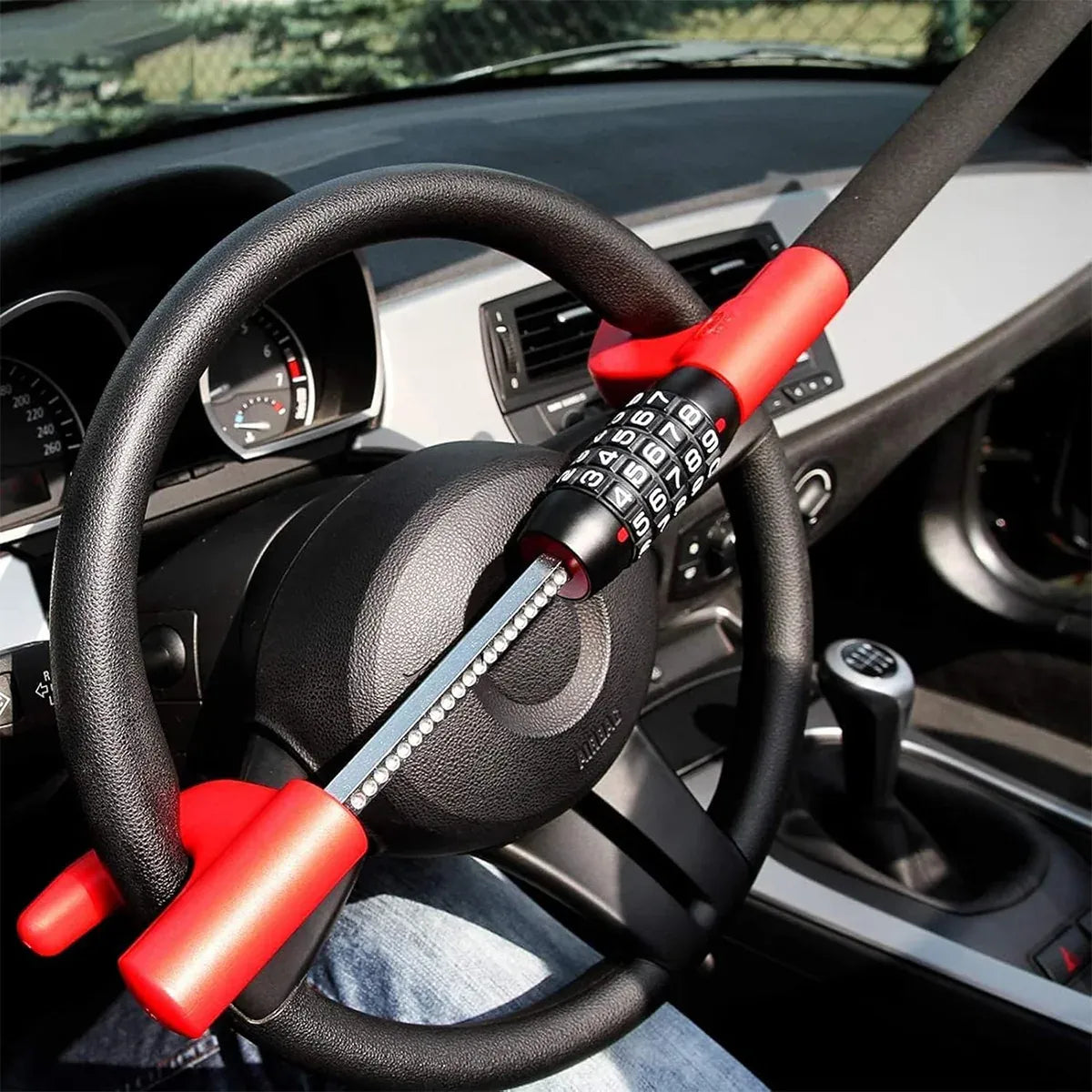 Car Steering Wheel Lock Anti Theft Security Code Lock for Vehicle Protection Use - Black