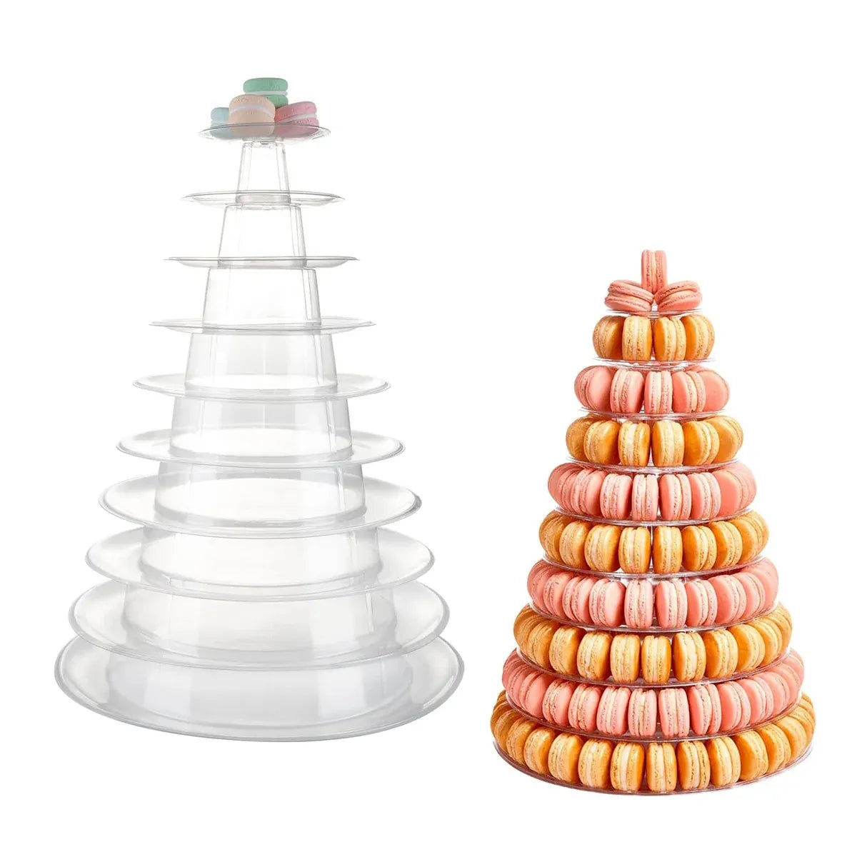 10-Tier Round Cake Stand Pastry Display Rack in Transparent Plastic