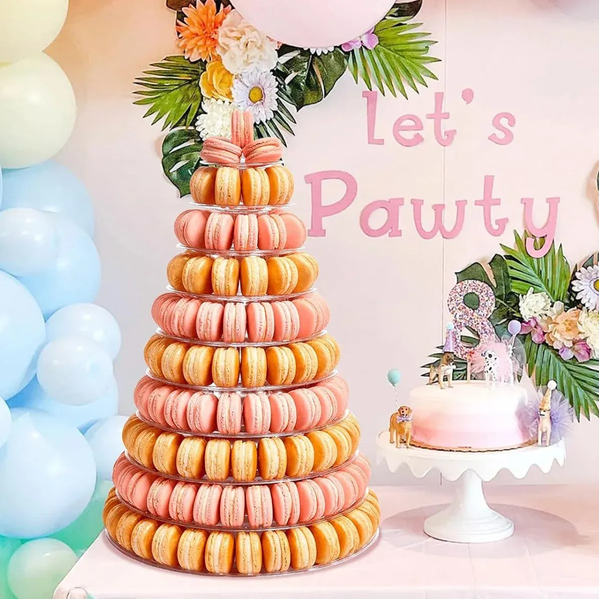 10-Tier Round Cake Stand Pastry Display Rack in Transparent Plastic