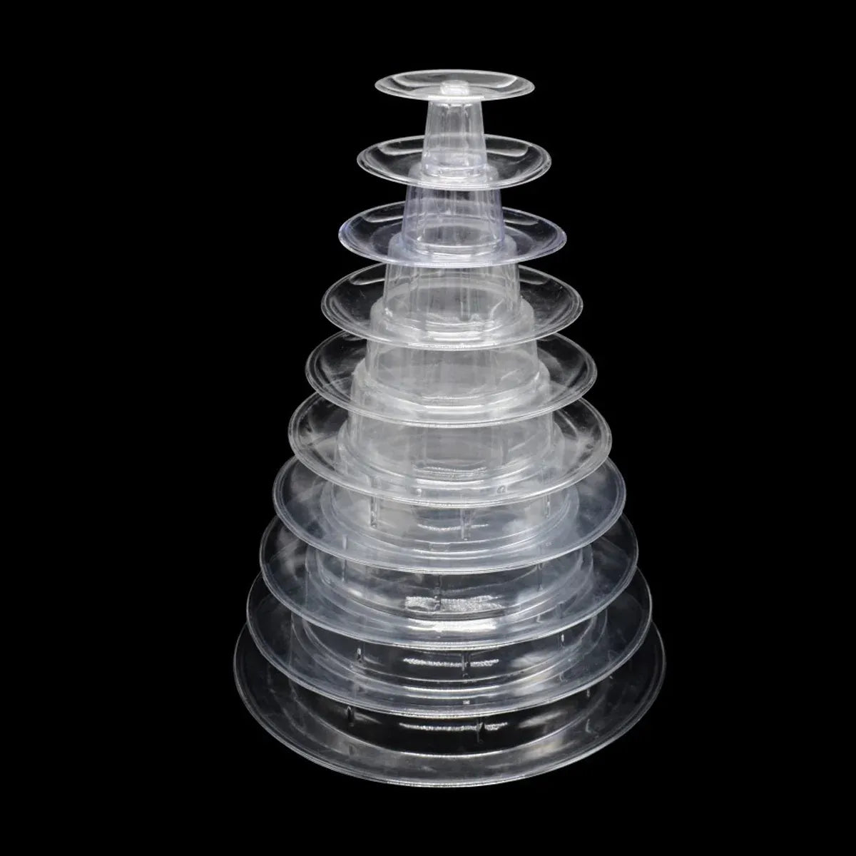 10-Tier Round Cake Stand Pastry Display Rack in Transparent Plastic