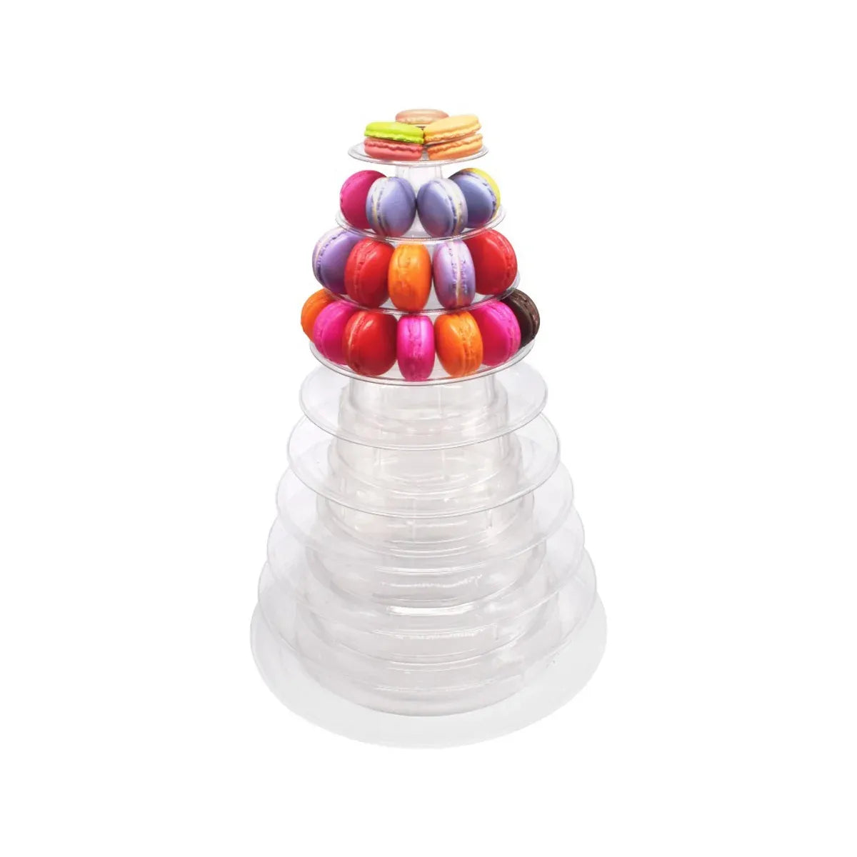 10-Tier Round Cake Stand Pastry Display Rack in Transparent Plastic