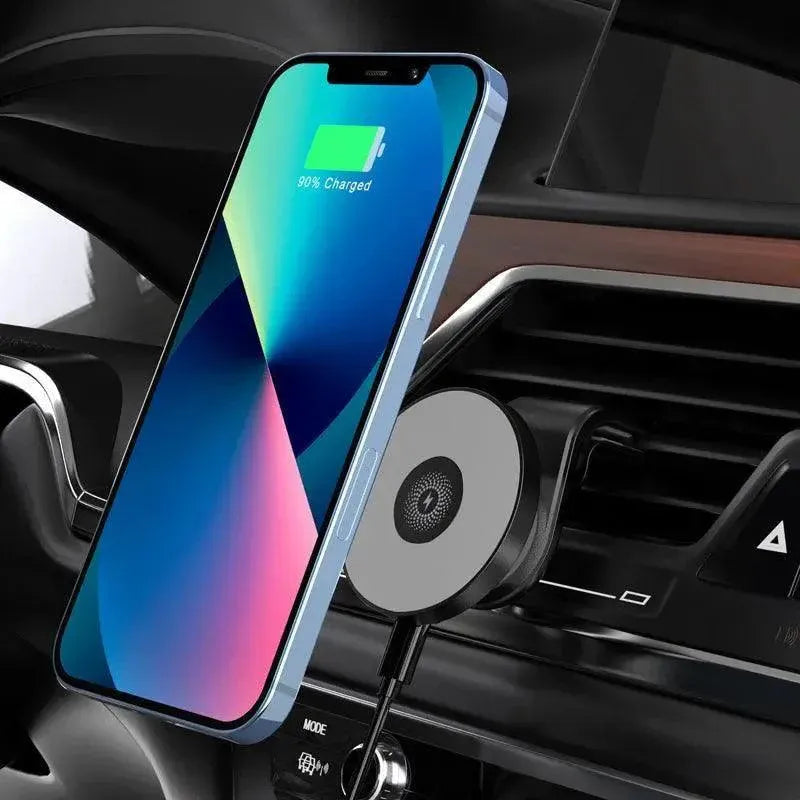 Wireless 15W Magnetic Car Mount Holder Charger For Iphone 13 12 Pro Max Magsafe - Black