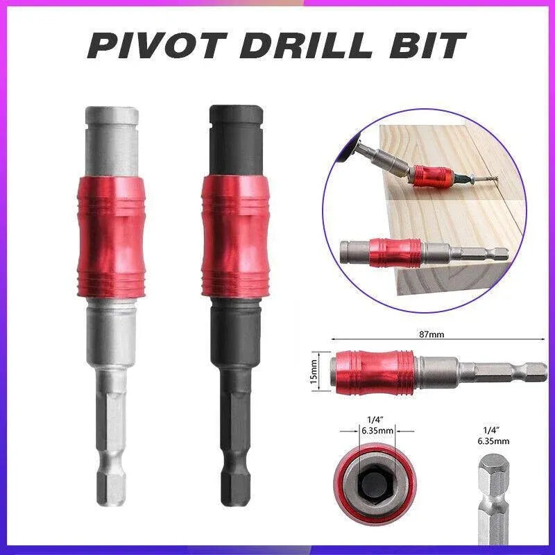 Pivot Drill Bit Holder Steel Impact Swivel Screw Adapter for Quick Bit Changes - Red Black