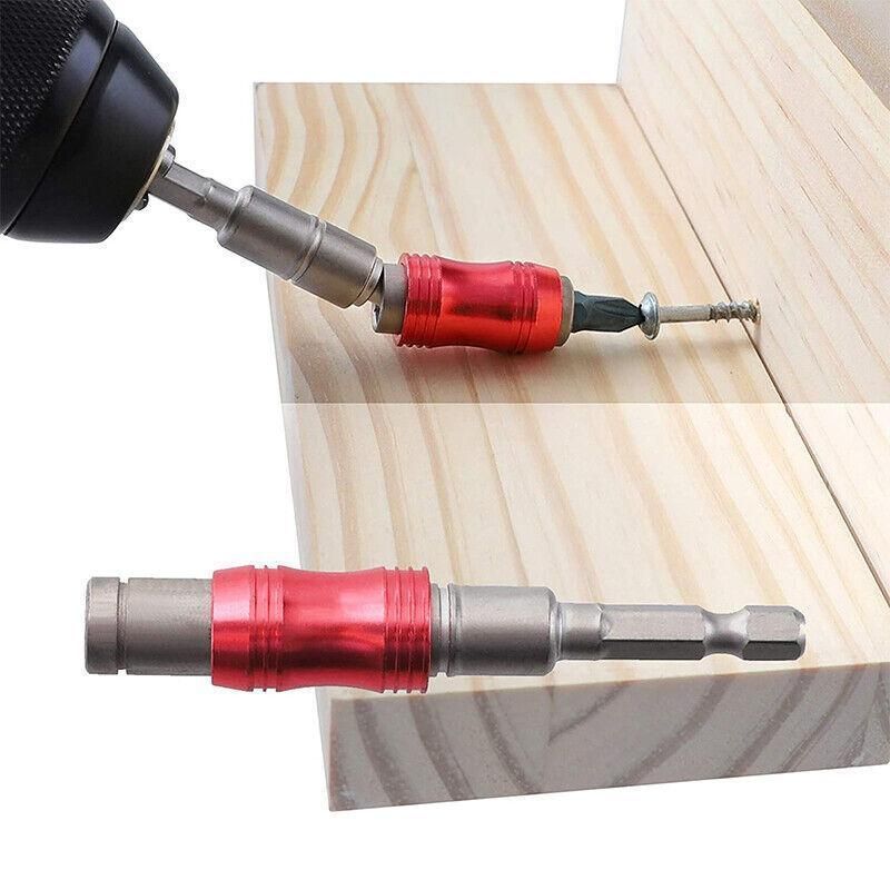 Pivot Drill Bit Holder Steel Impact Swivel Screw Adapter for Quick Bit Changes - Red Silver