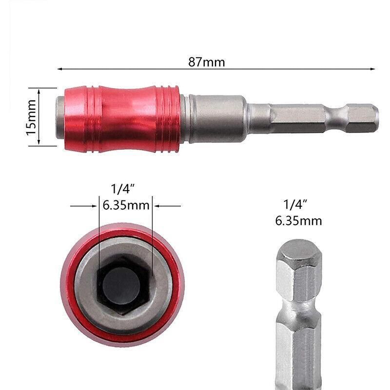 Pivot Drill Bit Holder Steel Impact Swivel Screw Adapter for Quick Bit Changes - Red Silver