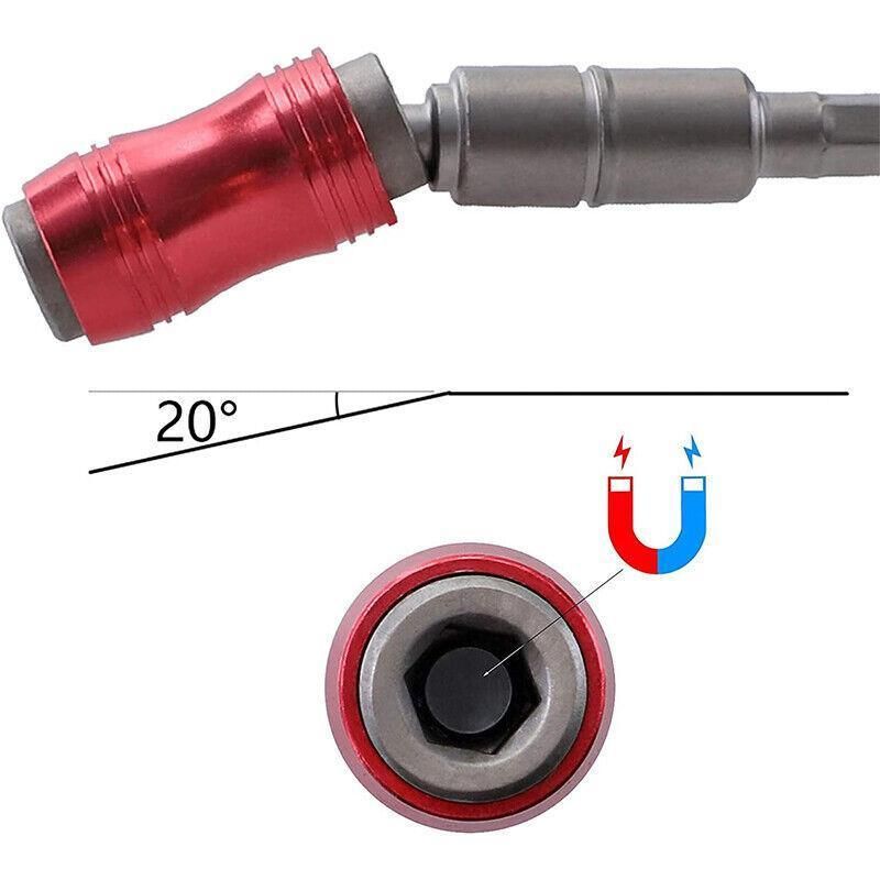 Pivot Drill Bit Holder Steel Impact Swivel Screw Adapter for Quick Bit Changes - Red Silver