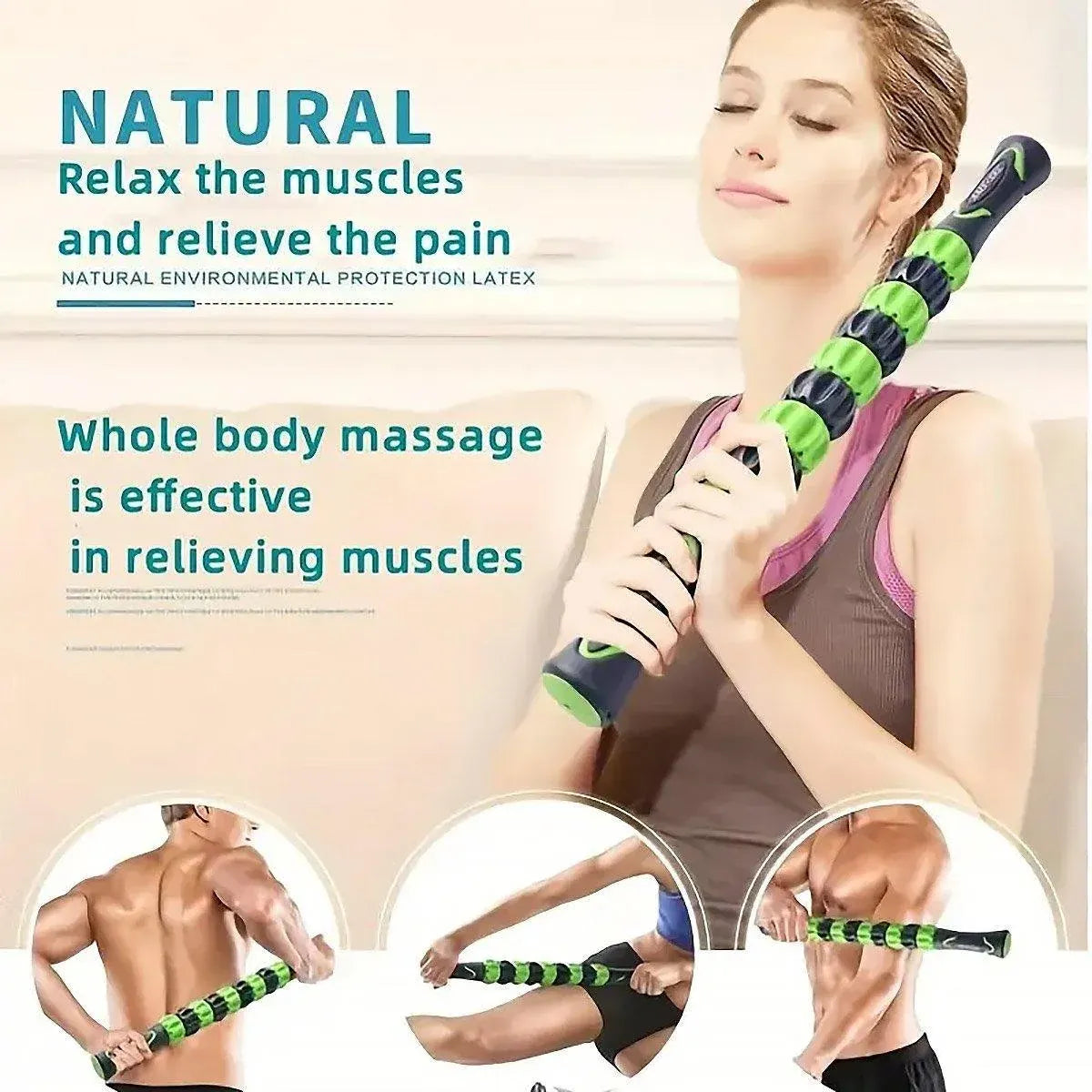 Muscle Massage Sticks Fitness Sport Fascia Rods High Strength Relaxation Roller - Black