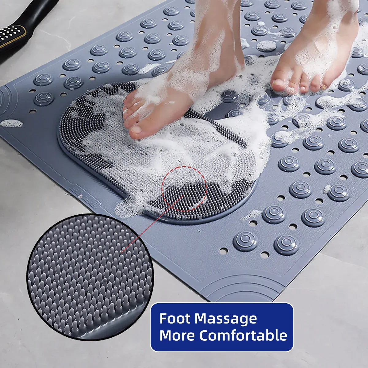 Non Slip Floor Pad Bathroom Tub Mat Bath Shower Mat with Round Massage Point - Pink