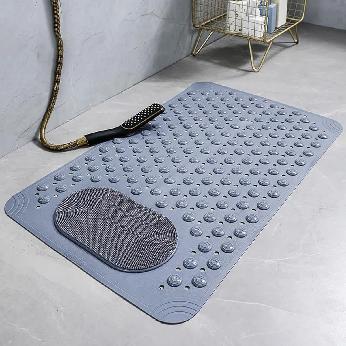 Non Slip Floor Pad Bathroom Tub Mat Bath Shower Mat with Round Massage Point - Pink