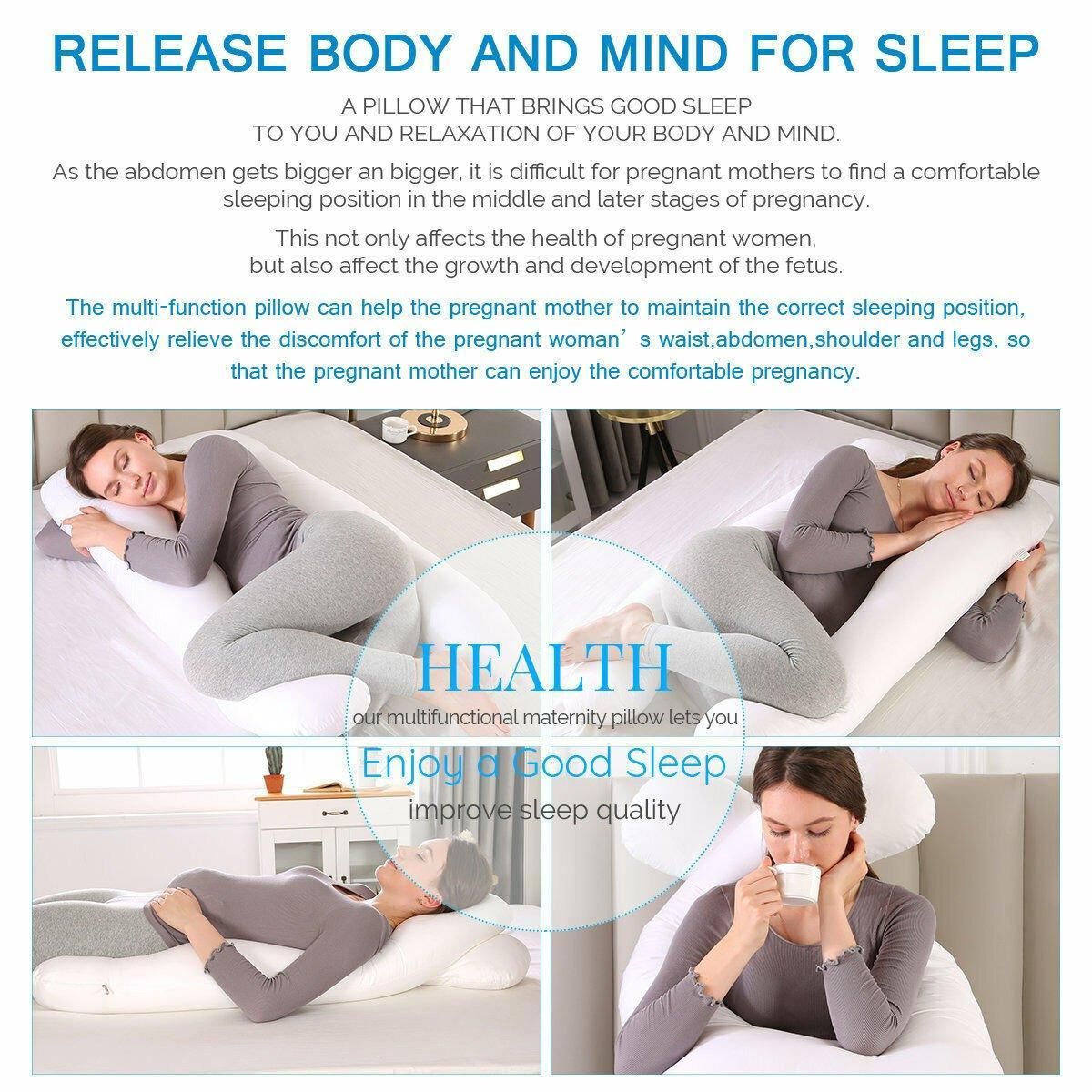 U-shaped All-Cotton Maternity Pillow Multifunctional Lumbar Side Sleep Cushion - Grey