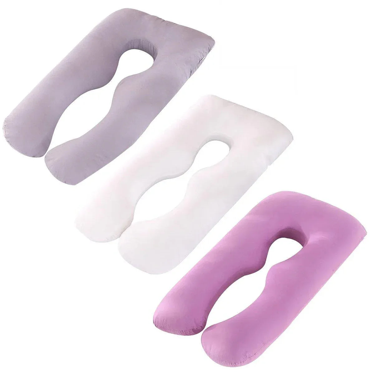 U-shaped All-Cotton Maternity Pillow Multifunctional Lumbar Side Sleep Cushion - White